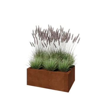 Cortenový kvetináč - Obdĺžnik - 80 x 50 x 30 cm - So spodnou doskou