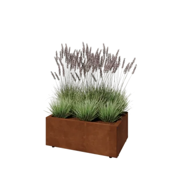 Cortenový kvetináč - Obdĺžnik - 80 x 50 x 30 cm - So spodnou doskou - S nohami