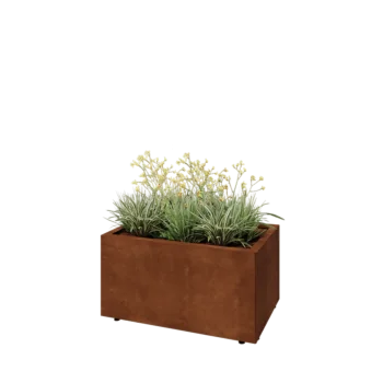 Cortenový kvetináč - Obdĺžnik - 80 x 50 x 40 cm - So spodnou doskou - S nohami