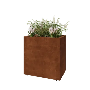 Cortenový kvetináč - Obdĺžnik - 80 x 50 x 80 cm - So spodnou doskou - S nohami