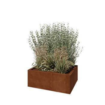 Cortenový kvetináč - Obdĺžnik - 80 x 60 x 30 cm - So spodnou doskou