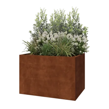 Cortenový kvetináč - Obdĺžnik - 120 x 80 x 80 cm - So spodnou doskou
