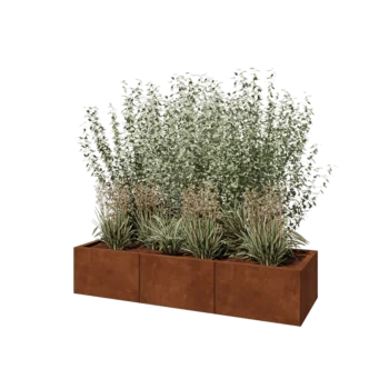 Cortenový kvetináč XXL - Obdĺžnik - 150 x 50 x 30 cm - So spodnou doskou