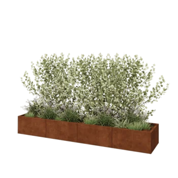 Cortenový kvetináč XXL - Obdĺžnik - 320 x 60 x 40 cm - So spodnou doskou