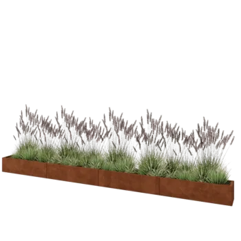 Cortenový kvetináč XXL - Obdĺžnik - 480 x 30 x 30 cm - So spodnou doskou
