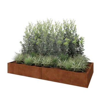 Cortenový kvetináč XXL - Obdĺžnik - 240 x 100 x 30 cm - So spodnou doskou