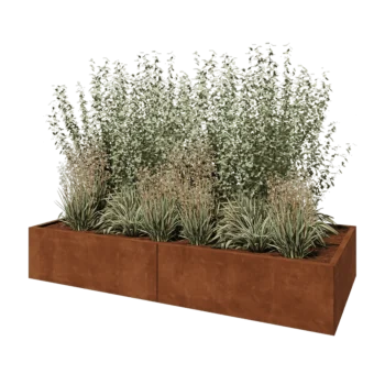 Cortenový kvetináč XXL - Obdĺžnik - 240 x 100 x 40 cm - So spodnou doskou