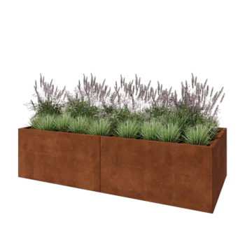 Cortenový kvetináč XXL - Obdĺžnik - 240 x 100 x 60 cm - So spodnou doskou
