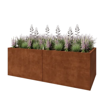 Cortenový kvetináč XXL - Obdĺžnik - 240 x 100 x 80 cm - So spodnou doskou