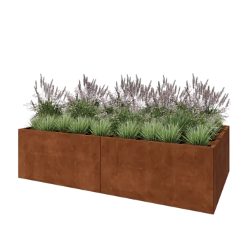 Cortenový kvetináč XXL - Obdĺžnik - 240 x 120 x 60 cm - So spodnou doskou