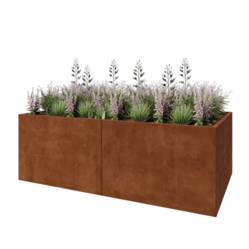 Cortenový kvetináč XXL - Obdĺžnik - 240 x 120 x 80 cm - So spodnou doskou