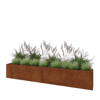 Cortenový kvetináč XXL - Obdĺžnik - 240 x 30 x 40 cm - So spodnou doskou