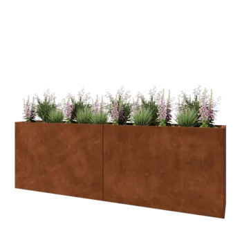 Cortenový kvetináč XXL - Obdĺžnik - 240 x 40 x 80 cm - So spodnou doskou