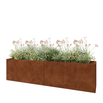 Cortenový kvetináč XXL - Obdĺžnik - 240 x 50 x 60 cm - So spodnou doskou