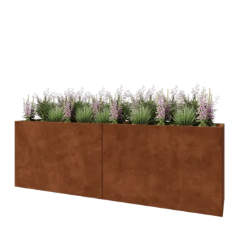 Cortenový kvetináč XXL - Obdĺžnik - 240 x 50 x 80 cm - So spodnou doskou
