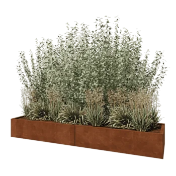 Cortenový kvetináč XXL - Obdĺžnik - 240 x 60 x 30 cm - So spodnou doskou