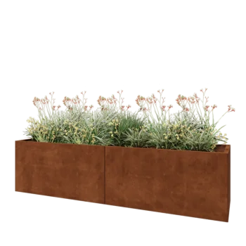 Cortenový kvetináč XXL - Obdĺžnik - 240 x 60 x 60 cm - So spodnou doskou