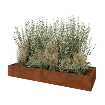 Cortenový kvetináč XXL - Obdĺžnik - 240 x 80 x 30 cm - So spodnou doskou