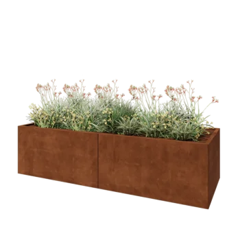 Cortenový kvetináč XXL - Obdĺžnik - 240 x 80 x 60 cm - So spodnou doskou