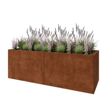 Cortenový kvetináč XXL - Obdĺžnik - 240 x 80 x 80 cm - So spodnou doskou