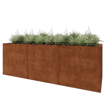 Cortenový kvetináč XXL - Obdĺžnik - 300 x 100 x 100 cm - So spodnou doskou
