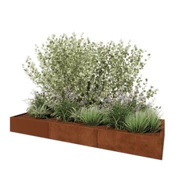 Cortenový kvetináč XXL - Obdĺžnik - 300 x 100 x 30 cm - So spodnou doskou