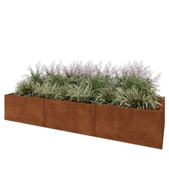 Cortenový kvetináč XXL - Obdĺžnik - 300 x 100 x 50 cm - So spodnou doskou