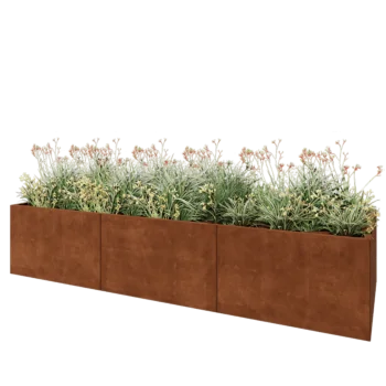 Cortenový kvetináč XXL - Obdĺžnik - 300 x 100 x 60 cm - So spodnou doskou