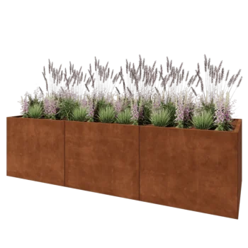 Cortenový kvetináč XXL - Obdĺžnik - 300 x 100 x 80 cm - So spodnou doskou