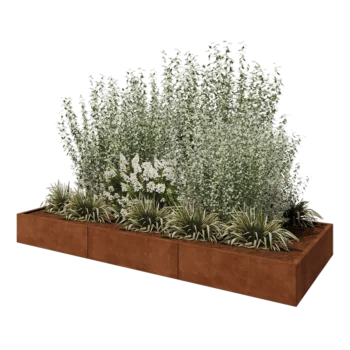 Cortenový kvetináč XXL - Obdĺžnik - 300 x 120 x 30 cm - So spodnou doskou