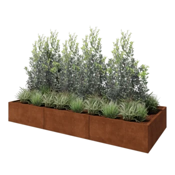 Cortenový kvetináč XXL - Obdĺžnik - 300 x 120 x 40 cm - So spodnou doskou
