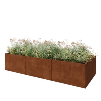 Cortenový kvetináč XXL - Obdĺžnik - 300 x 120 x 60 cm - So spodnou doskou