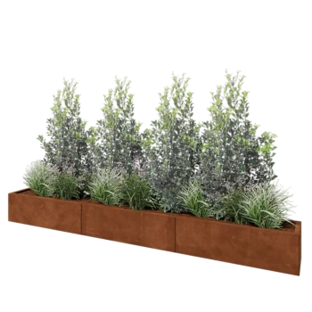Cortenový kvetináč XXL - Obdĺžnik - 300 x 30 x 30 cm - So spodnou doskou