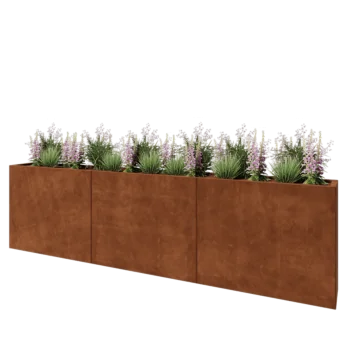 Cortenový kvetináč XXL - Obdĺžnik - 300 x 30 x 80 cm - Bez spodnej dosky