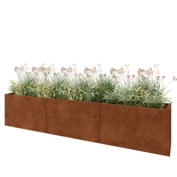 Cortenový kvetináč XXL - Obdĺžnik - 300 x 40 x 60 cm - Bez spodnej dosky