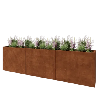 Cortenový kvetináč XXL - Obdĺžnik - 300 x 40 x 80 cm - Bez spodnej dosky
