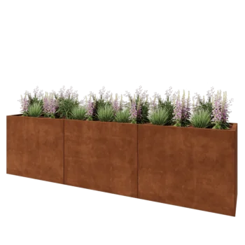 Cortenový kvetináč XXL - Obdĺžnik - 300 x 50 x 80 cm - So spodnou doskou