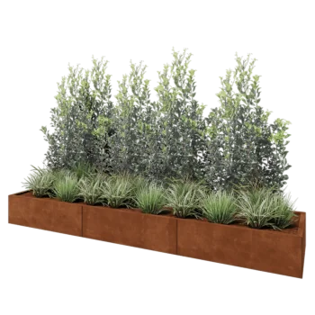Cortenový kvetináč XXL - Obdĺžnik - 300 x 60 x 30 cm - So spodnou doskou