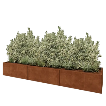 Cortenový kvetináč XXL - Obdĺžnik - 300 x 60 x 40 cm - So spodnou doskou