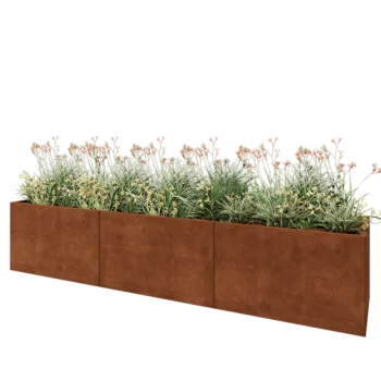 Cortenový kvetináč XXL - Obdĺžnik - 300 x 60 x 60 cm - So spodnou doskou