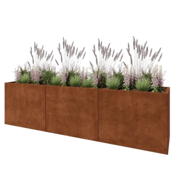 Cortenový kvetináč XXL - Obdĺžnik - 300 x 60 x 80 cm - So spodnou doskou