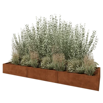 Cortenový kvetináč XXL - Obdĺžnik - 300 x 80 x 30 cm - So spodnou doskou