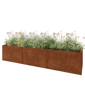 Cortenový kvetináč XXL - Obdĺžnik - 300 x 80 x 60 cm - So spodnou doskou
