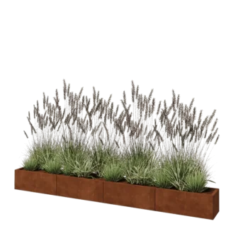 Cortenový kvetináč XXL - Obdĺžnik - 320 x 30 x 30 cm - Bez spodnej dosky
