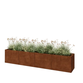 Cortenový kvetináč XXL - Obdĺžnik - 320 x 50 x 60 cm - So spodnou doskou