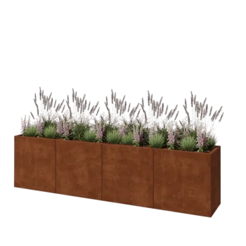 Cortenový kvetináč XXL - Obdĺžnik - 320 x 50 x 80 cm - So spodnou doskou