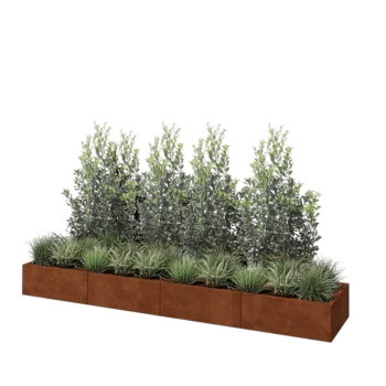 Cortenový kvetináč XXL - Obdĺžnik - 320 x 60 x 30 cm - So spodnou doskou