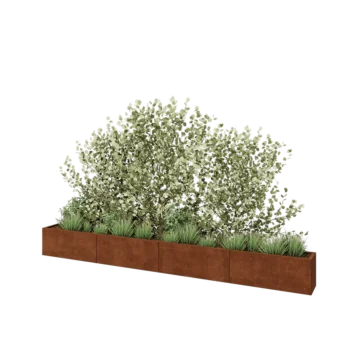 Cortenový kvetináč XXL - Obdĺžnik - 400 x 30 x 40 cm - So spodnou doskou