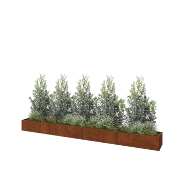 Cortenový kvetináč XXL - Obdĺžnik - 400 x 40 x 30 cm - So spodnou doskou