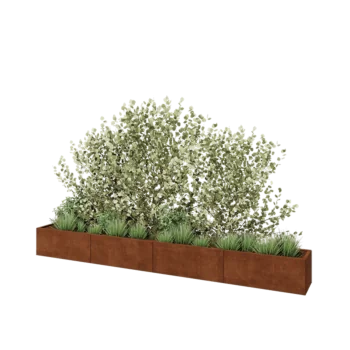 Cortenový kvetináč XXL - Obdĺžnik - 400 x 40 x 40 cm - So spodnou doskou